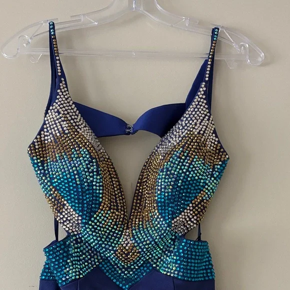 Johnathan Kayne Royal Blue Sequin Prom/Pagenat Dress size 0-2 - Picture 7 of 11